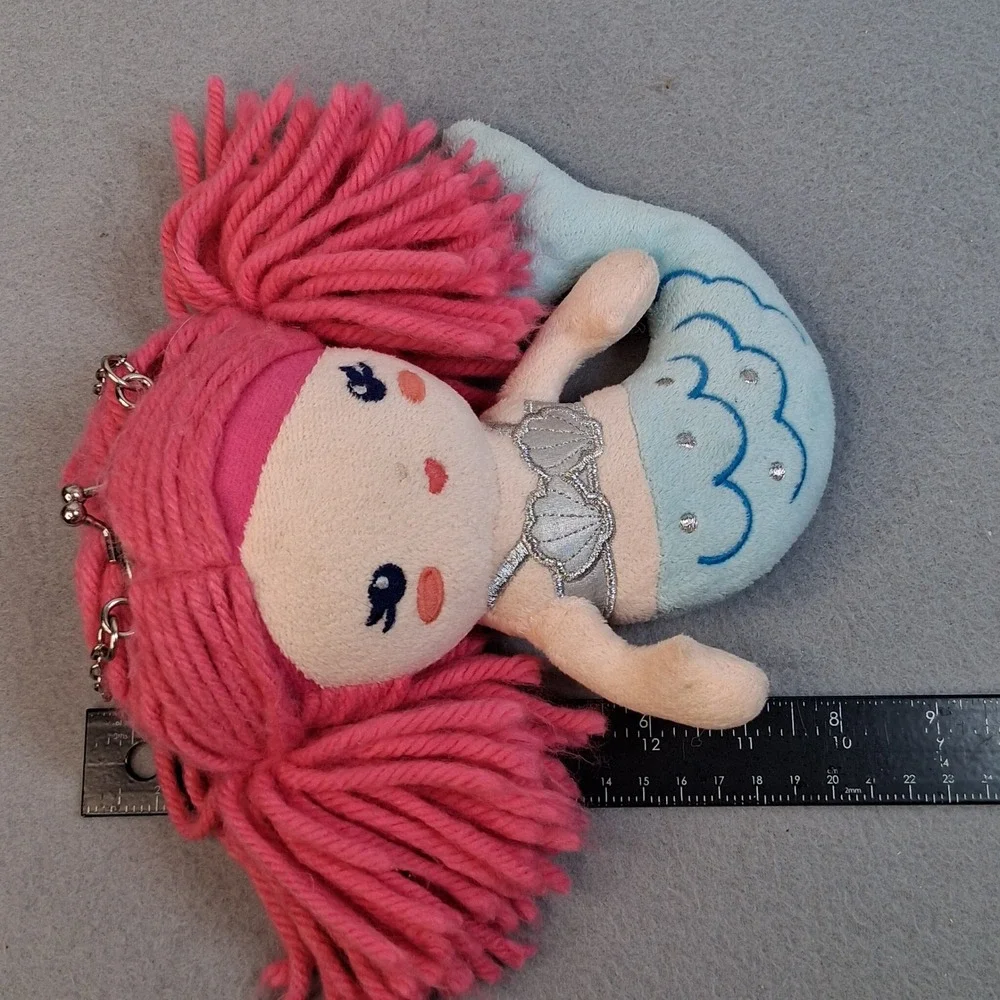 Gymboree Mermaid Plush Coin Purse Pink Yarn Hair Blue Tail 2017